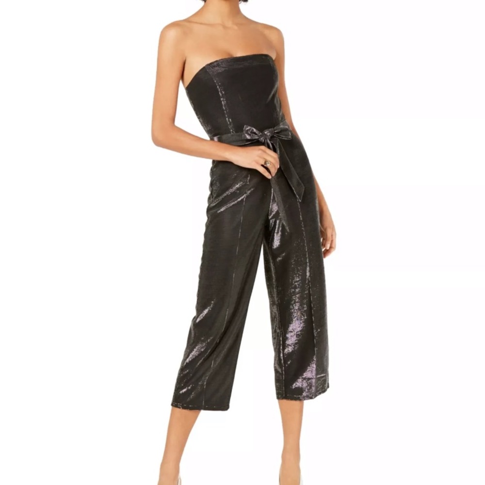 Lucy Paris strapless metallic jumpsuit